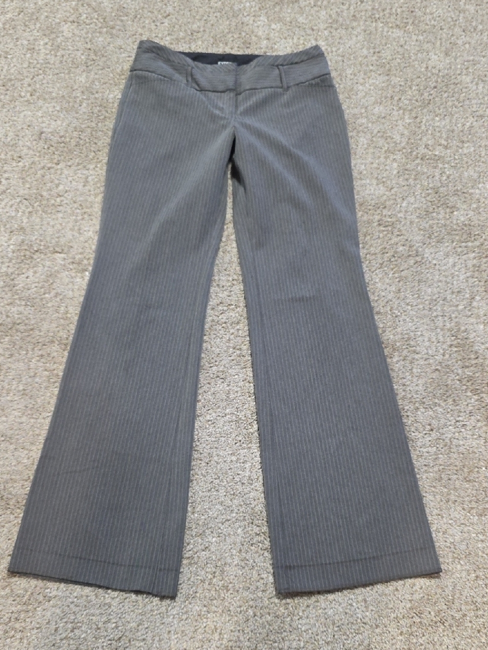 Express Gray Pinstripe Boot-Cut Dress Pants